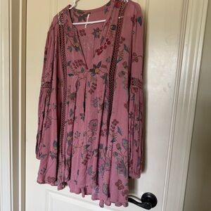Free People Pink Floral Shirt/Dress size small